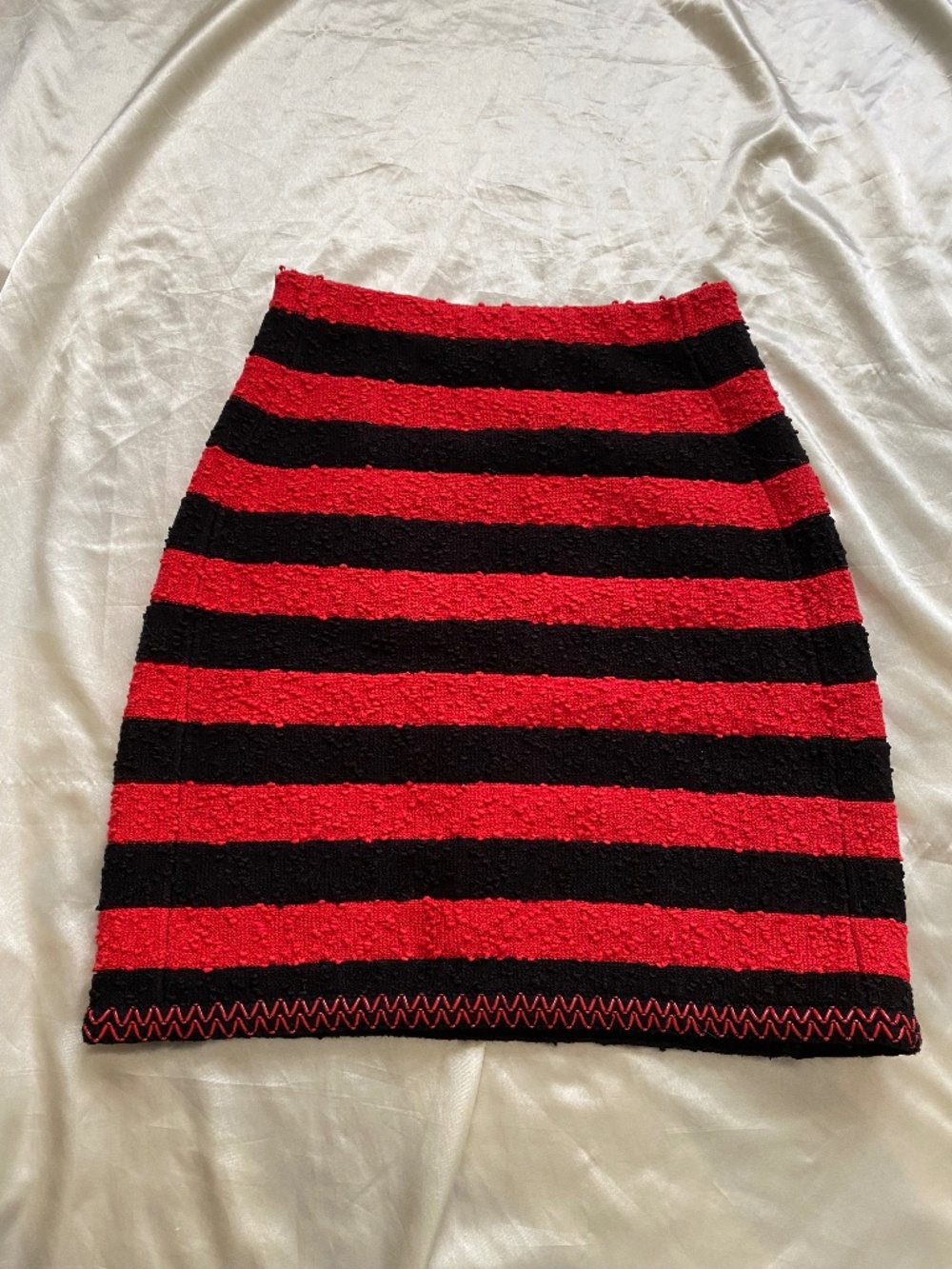 Sonia Rykiel Paris Red & Black Striped Mini Skirt Size 34 XS Mod